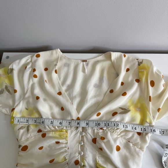 Free People - Date Night Mini Dress in Sunshine Combo - Polka Dot Long Sleeve - Picture 11 of 12